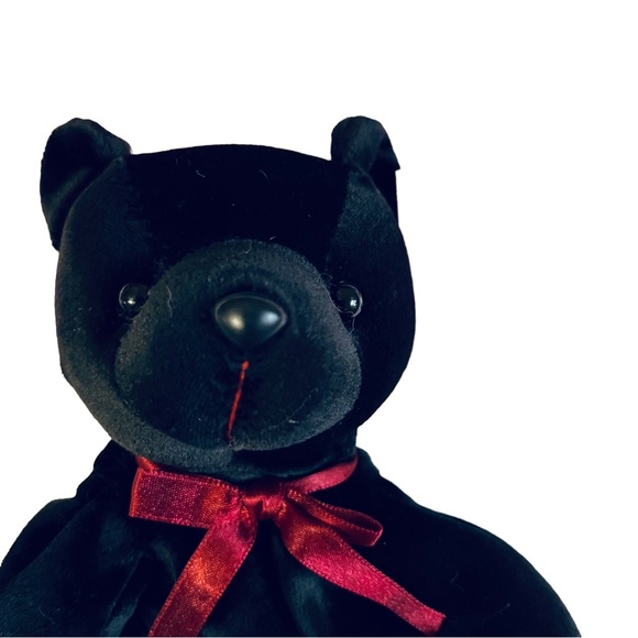 Vintage 7” Floppy Friends Bronte Bear Black Red Hearts Original Tags 1990s Love - Picture 5 of 13